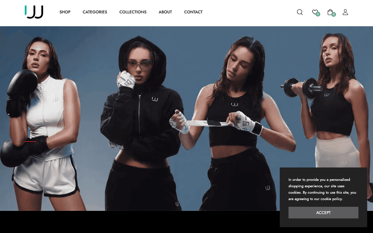 JJ Activewear — production website screenshot