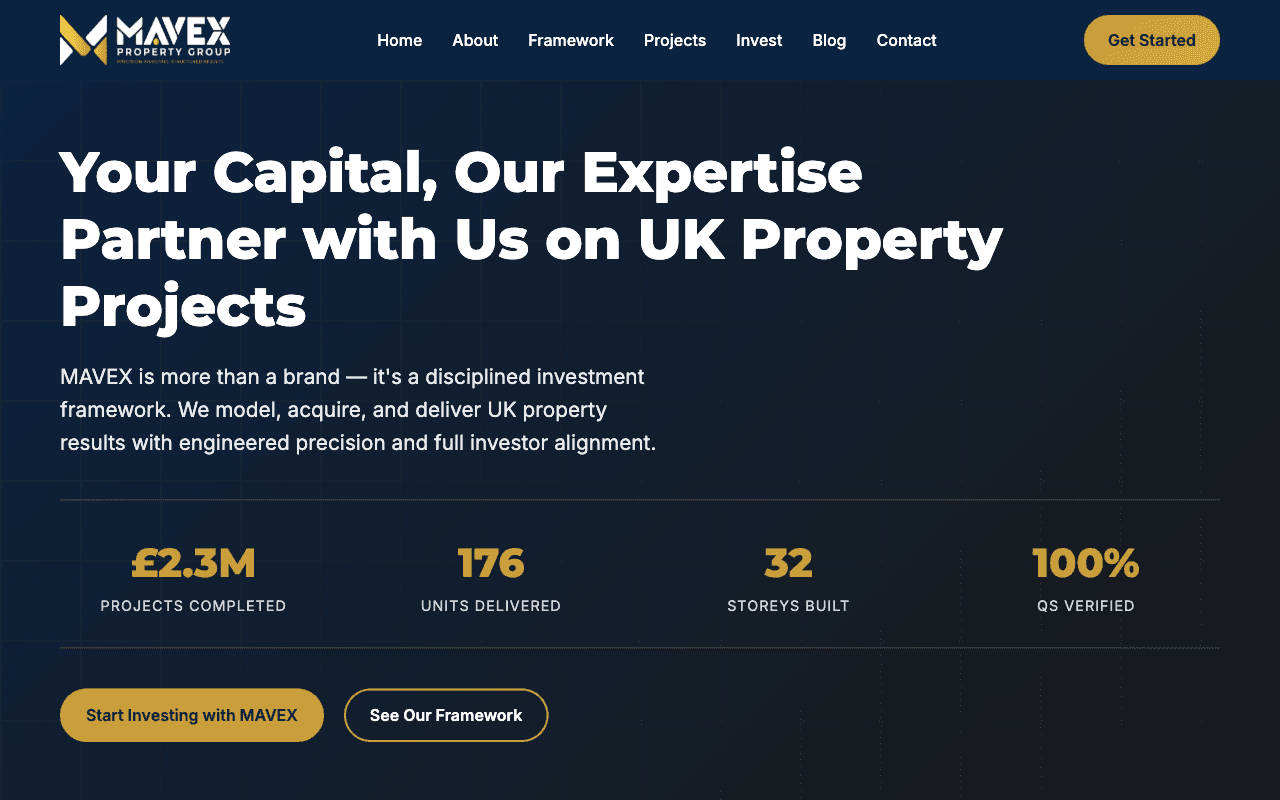 MAVEX Property — production website screenshot