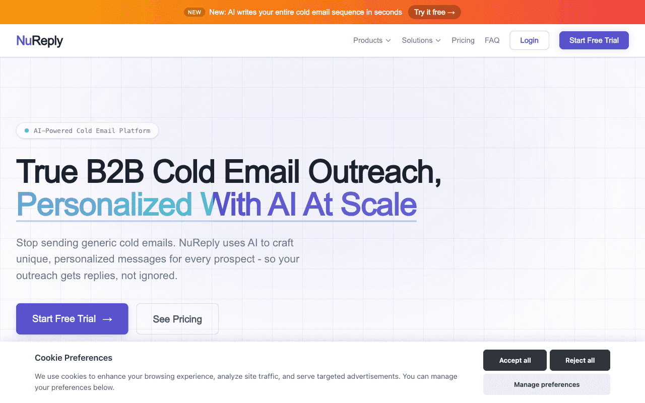 NuReply — production website screenshot
