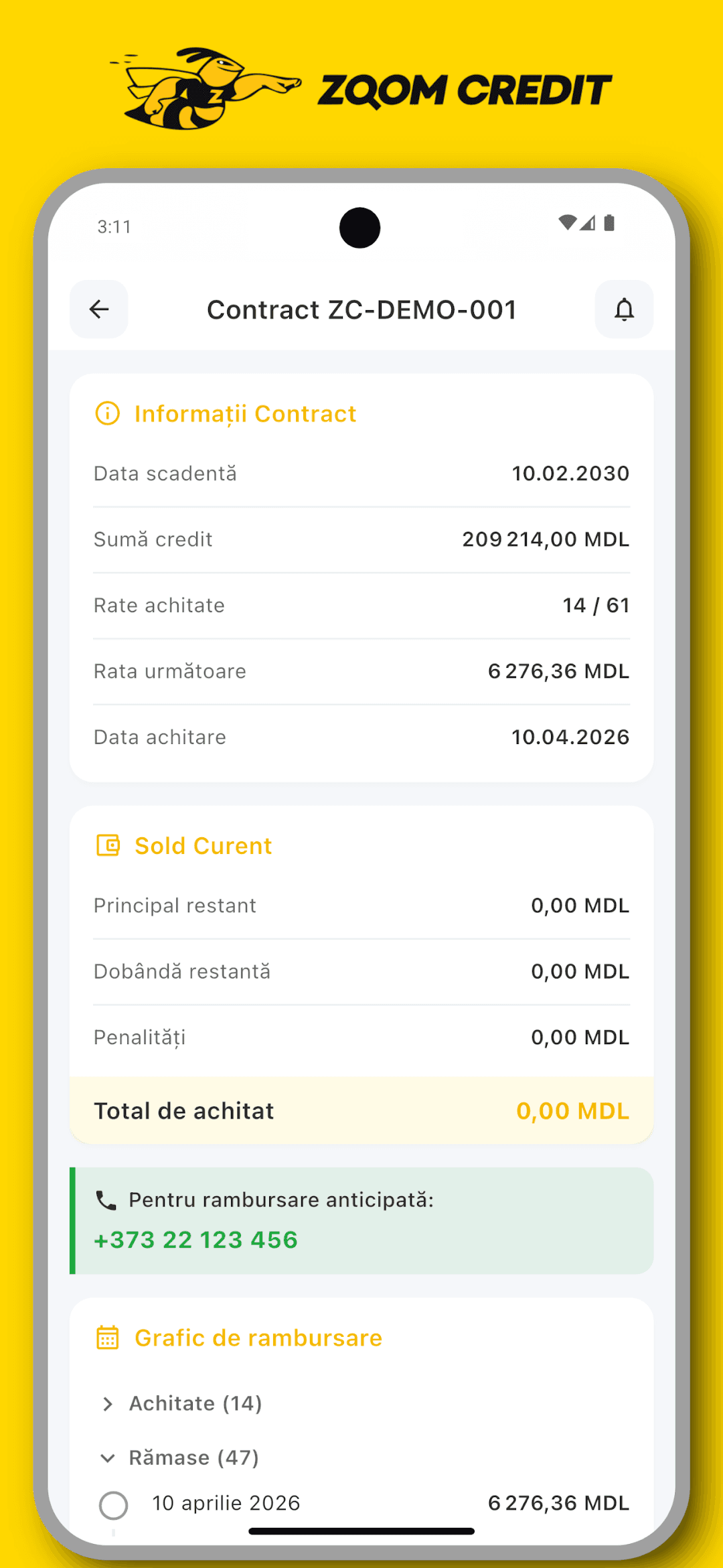 Zoom Credit mobile app screenshot 4 — microfinance loan tracking on Android